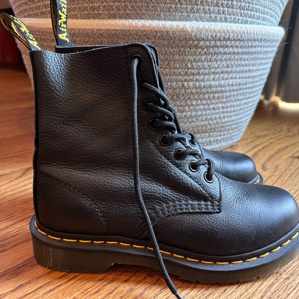 Dr. Martens Black Boots with Yellow Accents